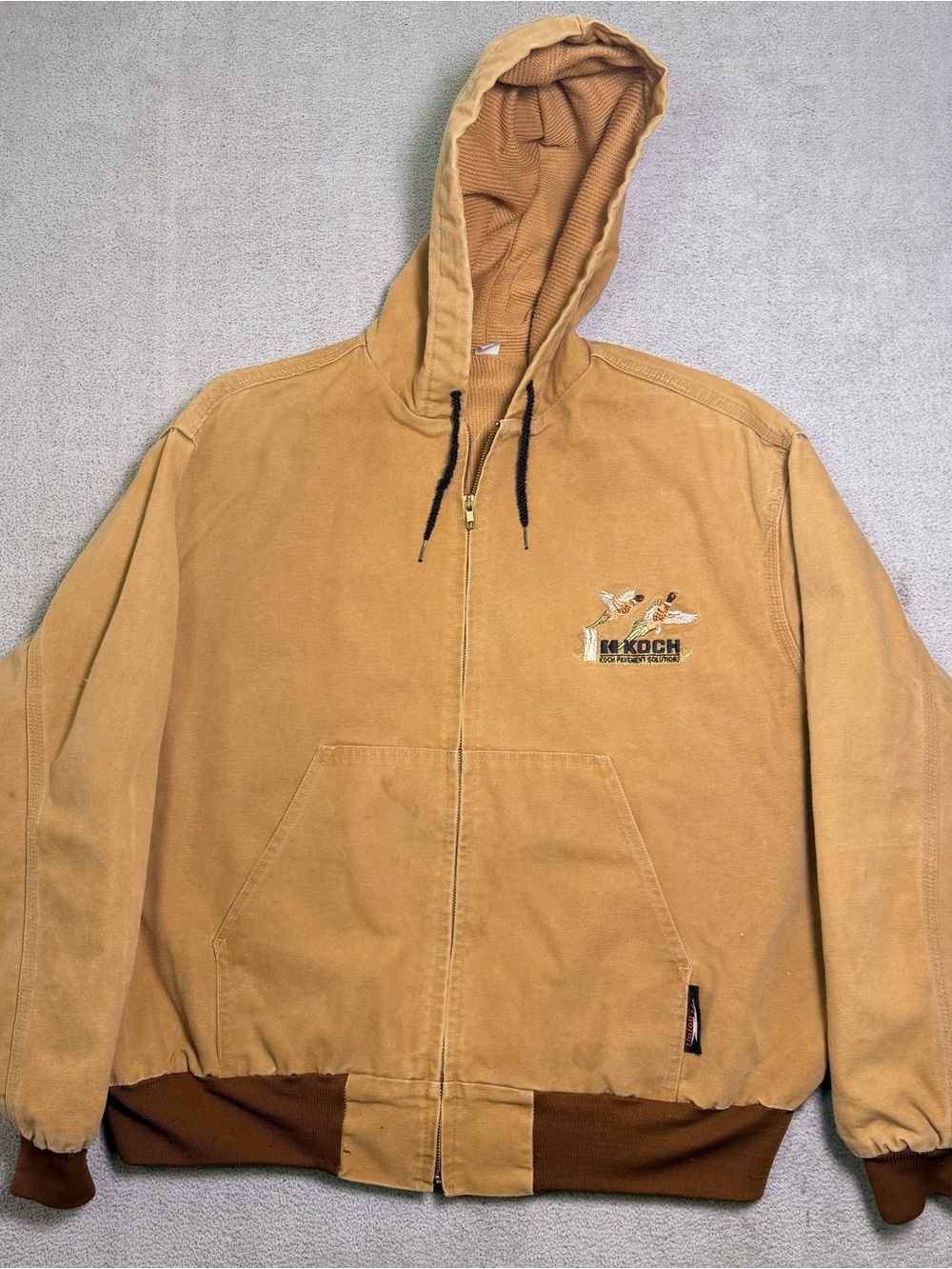 Vtg Union Line Canvas Work Jacket Mens XL Beige Thermal Lined Union Made In USA